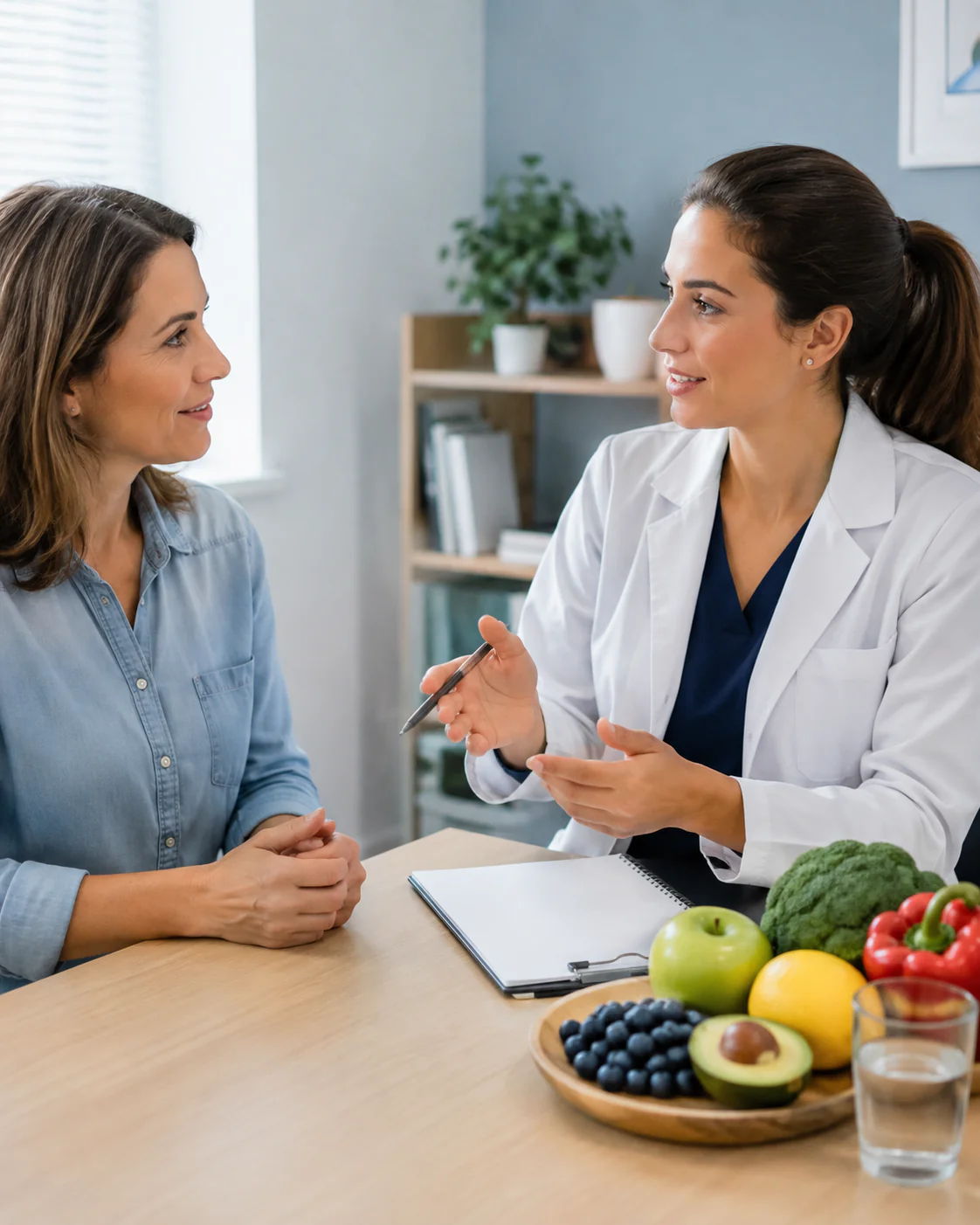 Nutricionista i pacijentkinja razgovaraju o ishrani i navikama